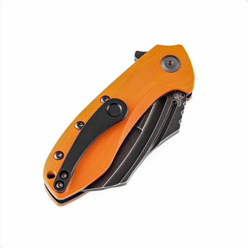 KTC3 T1031A4 Black TiCn Coated 154CM Blade Orange G10 Handle with Koch Tools Design | Folding Pocket Knives