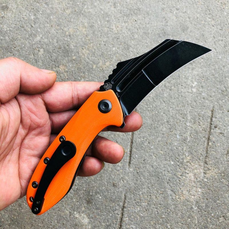 KTC3 T1031A4 Black TiCn Coated 154CM Blade Orange G10 Handle with Koch Tools Design | Folding Pocket Knives