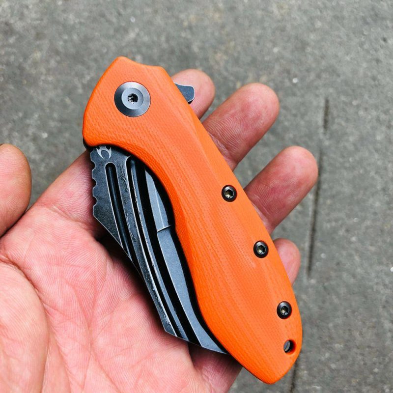 KTC3 T1031A4 Black TiCn Coated 154CM Blade Orange G10 Handle with Koch Tools Design | Folding Pocket Knives