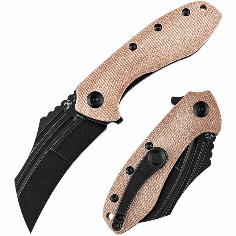 KTC3 T1031B2 Black TiCn Coated 154CM Blade Brown Micarta Handle with Koch Tools Design | Folding Pocket Knives