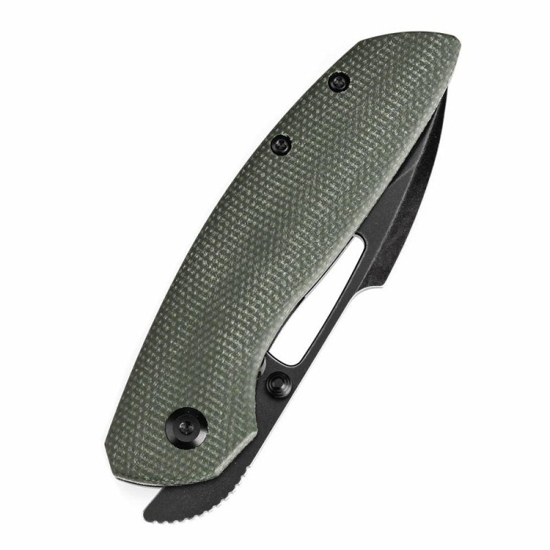 Link Thumb Studs Green Micarta and Blackwash Titanium Handle (3.0”CPM 20CV Blade )Triple Stripe Knives Design-K1068A1 Green And Black | Folding Pocket Knives