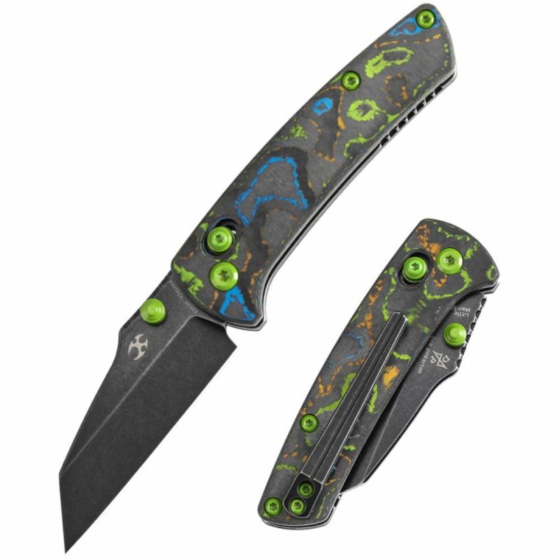 Little Main Street Cross Bar Lock 80S Camo Carbon Fiber Handle (2.26” CPM S35VN Blade) Dirk Pinkerton Design-K2015V4 | Folding Pocket Knives