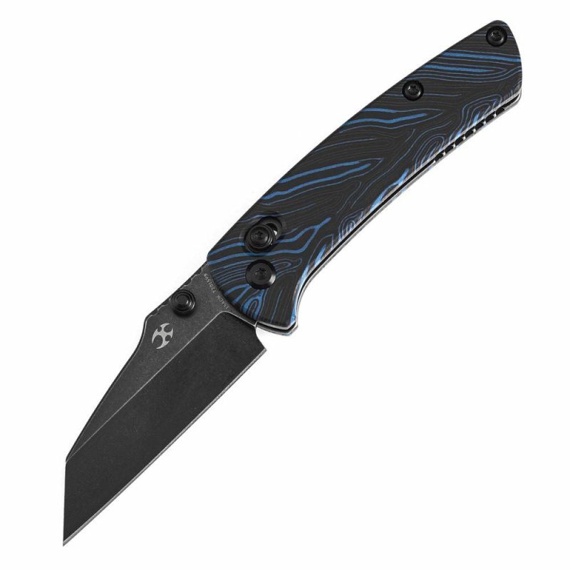 Little Main Street Cross Bar Lock Blue & Black G-mascus Handle (2.26” Blackwash 154CM Blade) Dirk Pinkerton Design T2015V9 | Folding Pocket Knives