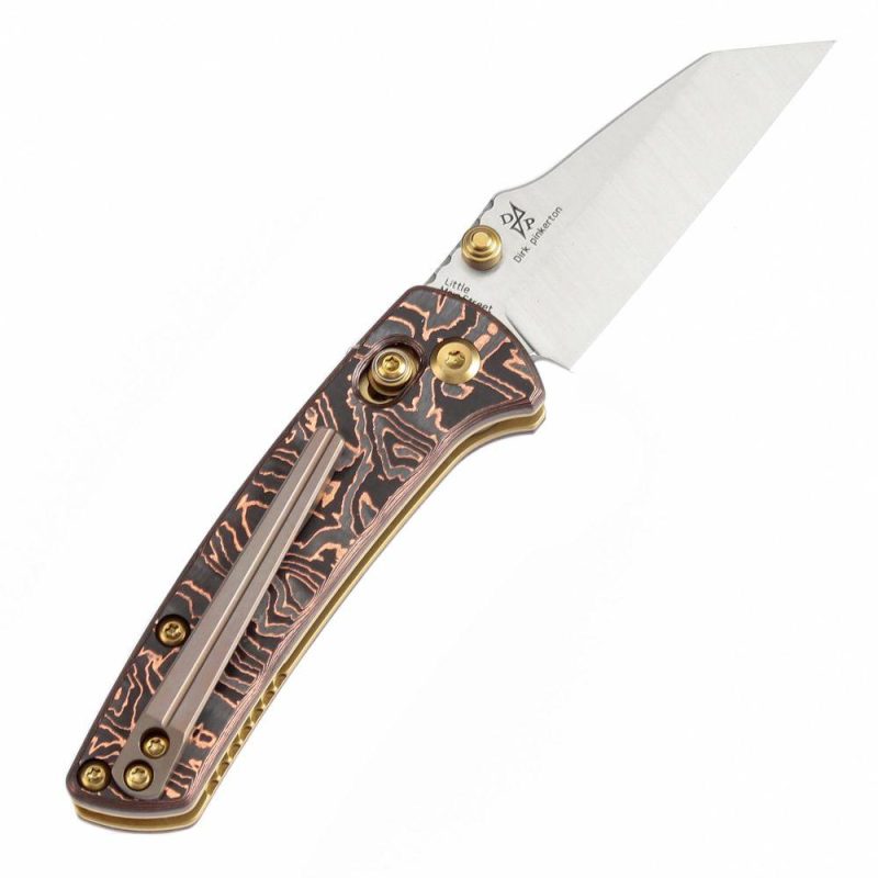 Little Main Street Cross Bar Lock Copper Carbon Fiber Handle (2.26” CPM S35VN Blade) Dirk Pinkerton Design-K2015V2 | Folding Pocket Knives