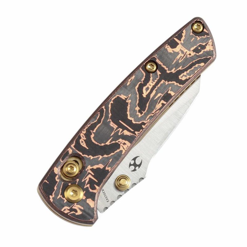 Little Main Street Cross Bar Lock Copper Carbon Fiber Handle (2.26” CPM S35VN Blade) Dirk Pinkerton Design-K2015V2 | Folding Pocket Knives