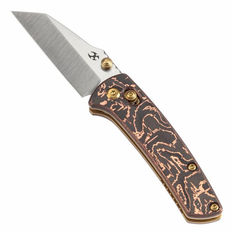 Little Main Street Cross Bar Lock Copper Carbon Fiber Handle (2.26” CPM S35VN Blade) Dirk Pinkerton Design-K2015V2 | Folding Pocket Knives