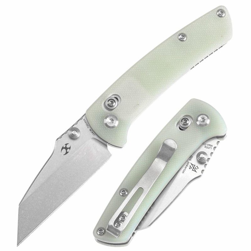 Little Main Street Cross Bar Lock Jade G10 Handle (2.26” Stonewashed 154CM Blade) Dirk Pinkerton Design T2015V5 | Folding Pocket Knives