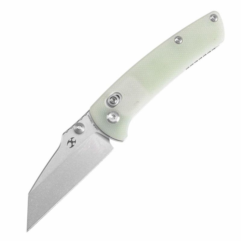 Little Main Street Cross Bar Lock Jade G10 Handle (2.26” Stonewashed 154CM Blade) Dirk Pinkerton Design T2015V5 | Folding Pocket Knives