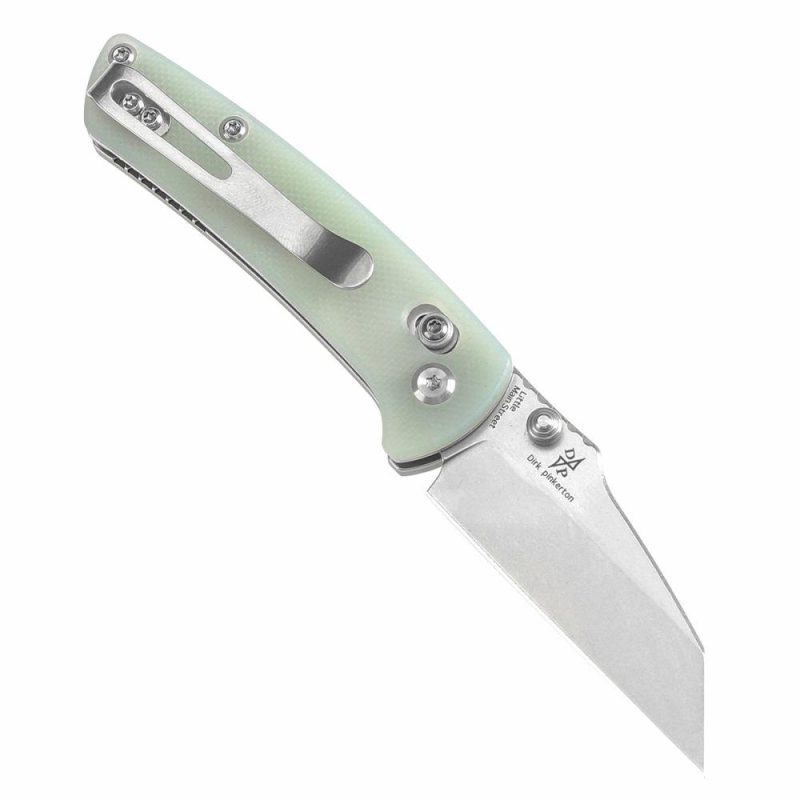 Little Main Street Cross Bar Lock Jade G10 Handle (2.26” Stonewashed 154CM Blade) Dirk Pinkerton Design T2015V5 | Folding Pocket Knives