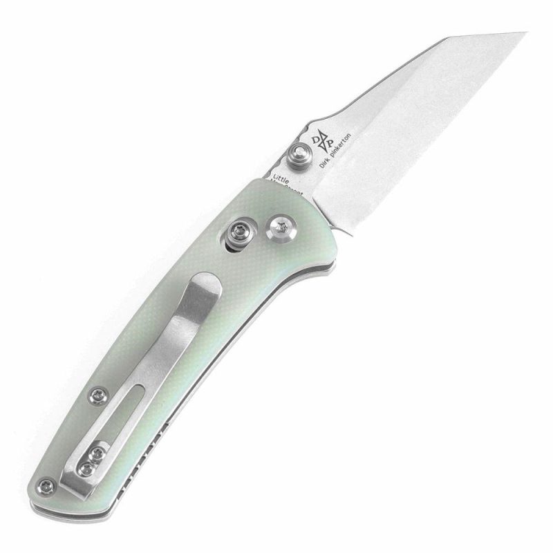 Little Main Street Cross Bar Lock Jade G10 Handle (2.26” Stonewashed 154CM Blade) Dirk Pinkerton Design T2015V5 | Folding Pocket Knives