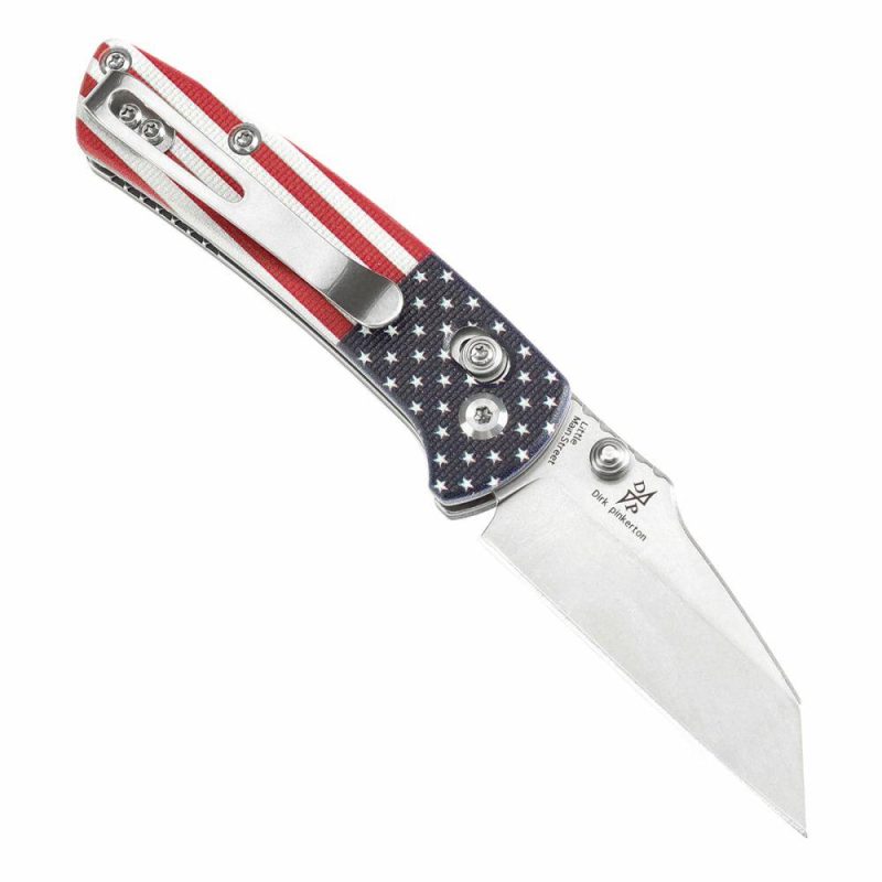 Little Main Street Cross Bar Lock Jade G10 with American Flag Handle (2.26” Stonewashed 154CM Blade) Dirk Pinkerton Design T2015V6 | Folding Pocket Knives