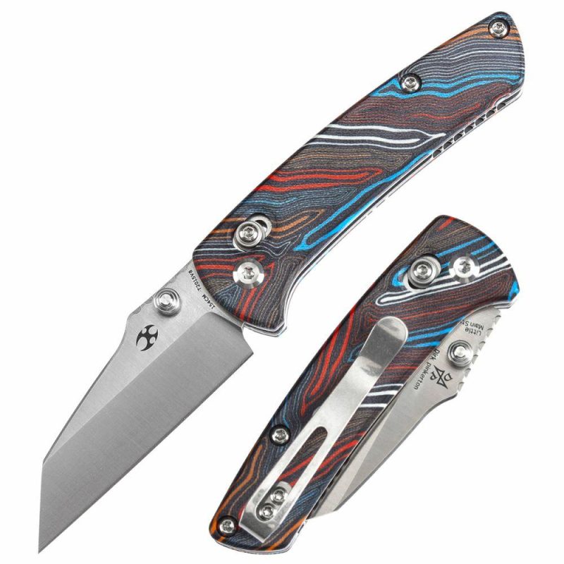 Little Main Street Cross Bar Lock Multi-colored G-mascus G10 Handle (2.26” Satin 154CM Blade) Dirk Pinkerton Design T2015V8 | Folding Pocket Knives