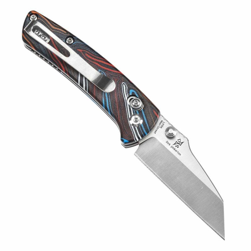 Little Main Street Cross Bar Lock Multi-colored G-mascus G10 Handle (2.26” Satin 154CM Blade) Dirk Pinkerton Design T2015V8 | Folding Pocket Knives