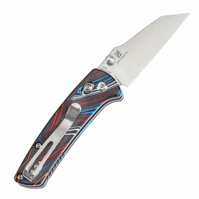 Little Main Street Cross Bar Lock Multi-colored G-mascus G10 Handle (2.26” Satin 154CM Blade) Dirk Pinkerton Design T2015V8 | Folding Pocket Knives