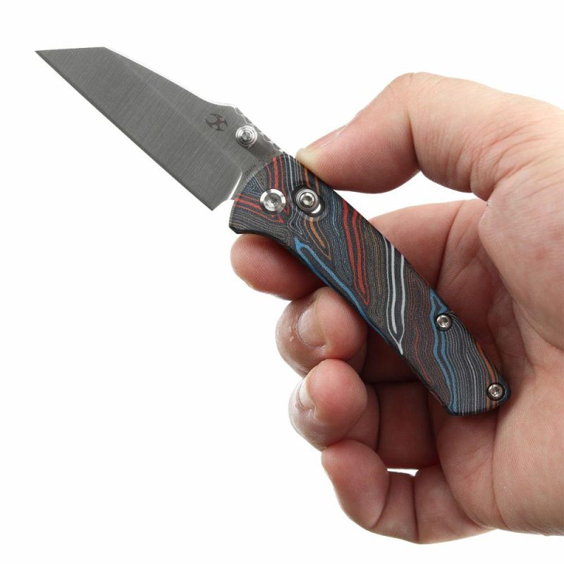 Little Main Street Cross Bar Lock Multi-colored G-mascus G10 Handle (2.26” Satin 154CM Blade) Dirk Pinkerton Design T2015V8 | Folding Pocket Knives