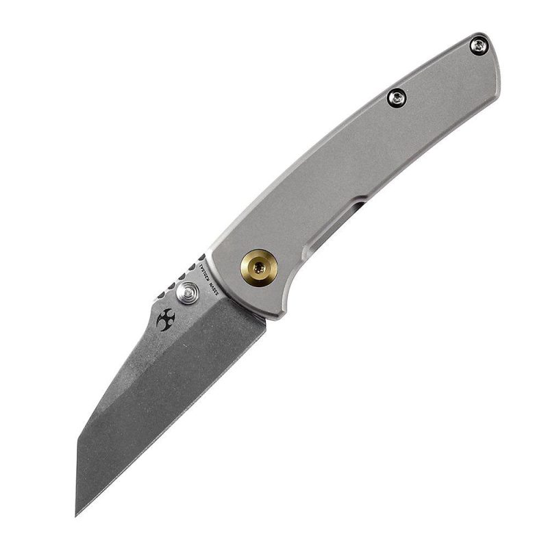 Little Main Street K2015A1 Stonewashed CPM-S35VN Satin Titanium Handle with Dirk Pinkerton Design | Folding Pocket Knives