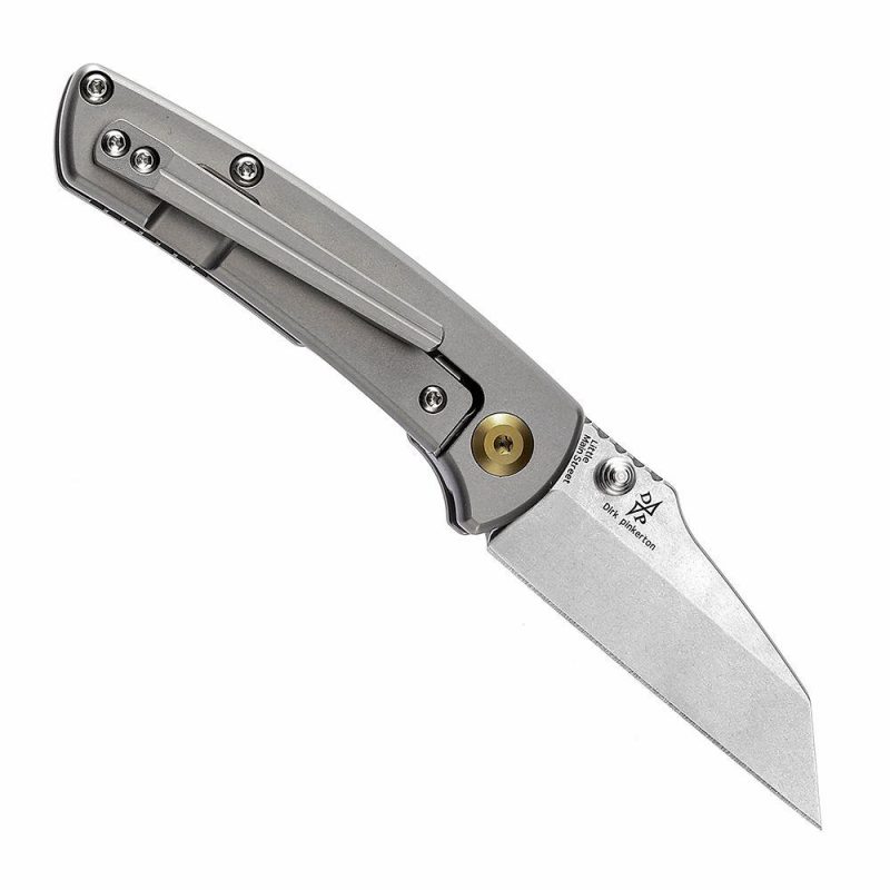 Little Main Street K2015A1 Stonewashed CPM-S35VN Satin Titanium Handle with Dirk Pinkerton Design | Folding Pocket Knives