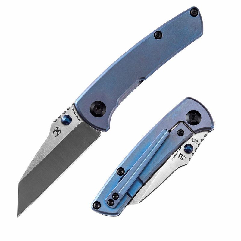 Little Main Street K2015A3 Satin CPM-S35VNm Blue Anodized Titanium Handle with Dirk Pinkerton Design | Folding Pocket Knives