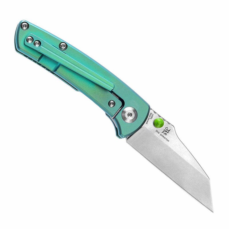 Little Main Street K2015A4 Stonewashed CPM-S35VN Green Anodized Titanium Handle with Dirk Pinkerton Design | Folding Pocket Knives