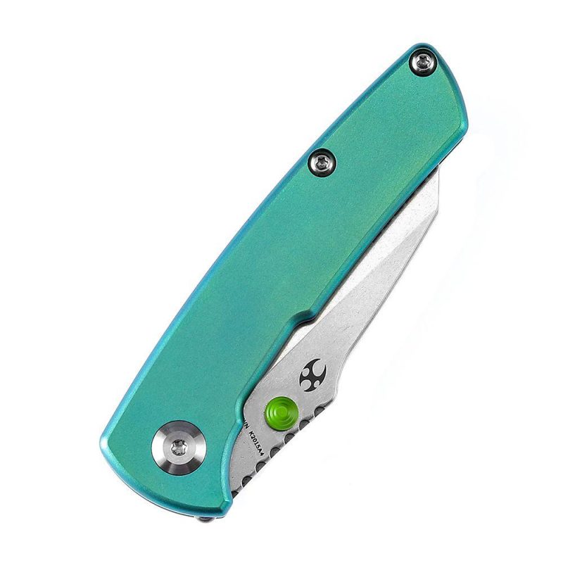 Little Main Street K2015A4 Stonewashed CPM-S35VN Green Anodized Titanium Handle with Dirk Pinkerton Design | Folding Pocket Knives