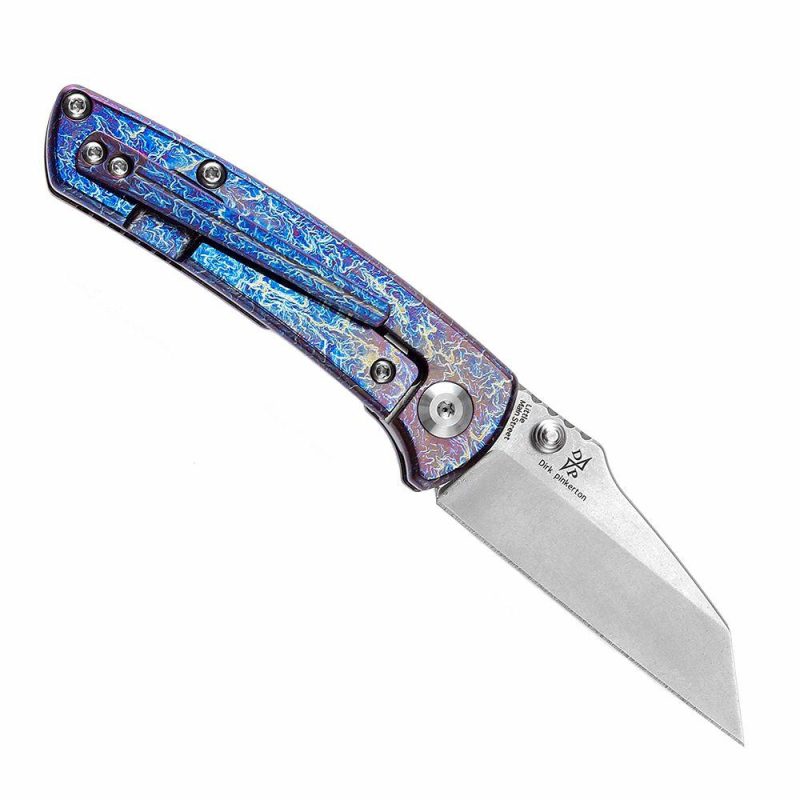 Little Main Street K2015A5 Stonewashed CPM-S35VN Lightning Strike Anodized Titanium Handle with Dirk Pinkerton Design | Folding Pocket Knives