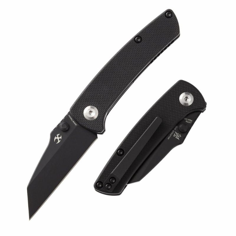 Little Main Street Thumb Studs Knife Black G10 Handle (2.26” 154CM Blade) Dirk Pinkerton Design -T2015A1 | Folding Pocket Knives