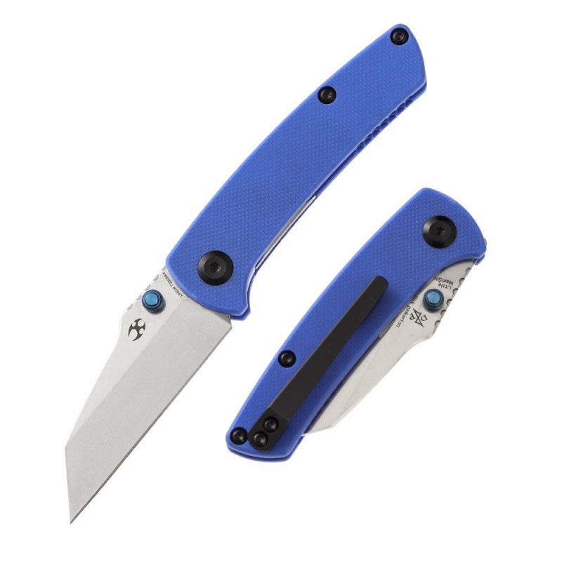 Little Main Street Thumb Studs Knife Blue G10 Handle (2.26” 154CM Blade) Dirk Pinkerton Design -T2015A4 | Folding Pocket Knives