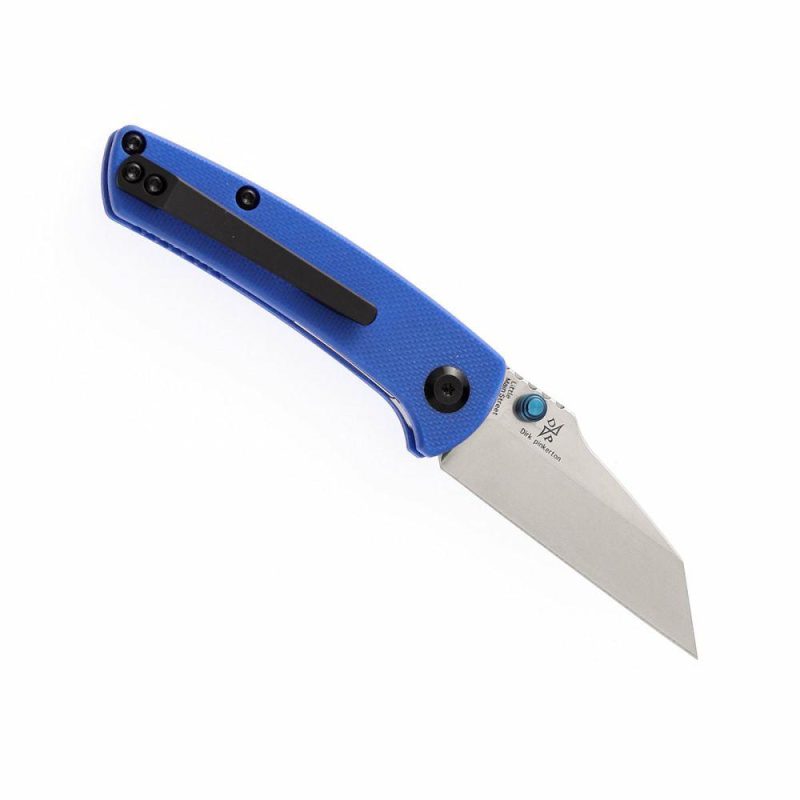 Little Main Street Thumb Studs Knife Blue G10 Handle (2.26” 154CM Blade) Dirk Pinkerton Design -T2015A4 | Folding Pocket Knives