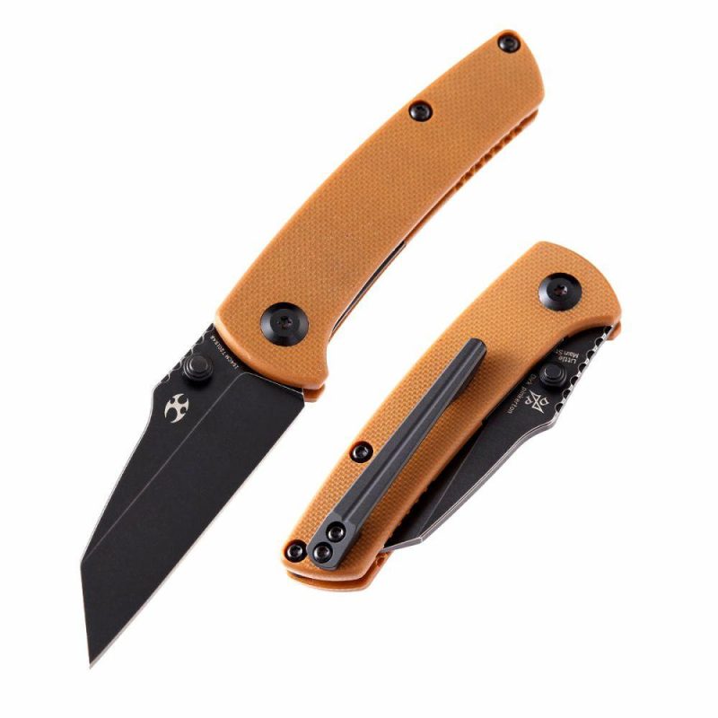 Little Main Street Thumb Studs Knife Brown G10 Handle (2.26” 154CM Blade) Dirk Pinkerton Design -T2015A8 | Folding Pocket Knives