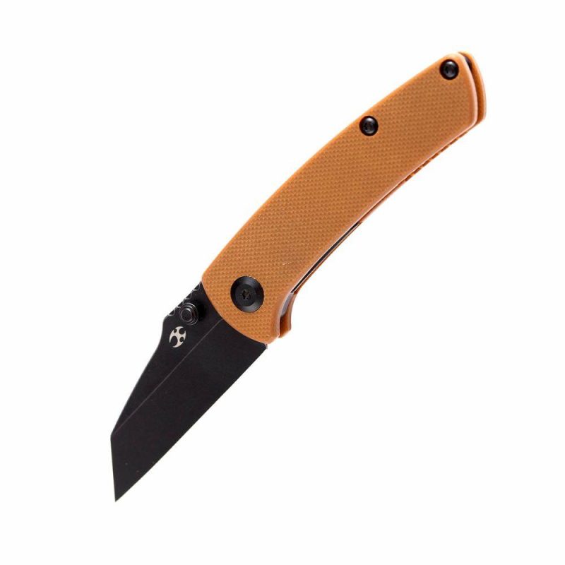 Little Main Street Thumb Studs Knife Brown G10 Handle (2.26” 154CM Blade) Dirk Pinkerton Design -T2015A8 | Folding Pocket Knives