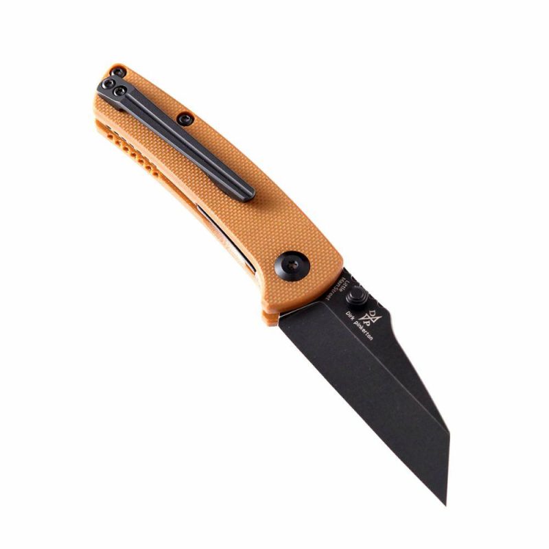 Little Main Street Thumb Studs Knife Brown G10 Handle (2.26” 154CM Blade) Dirk Pinkerton Design -T2015A8 | Folding Pocket Knives