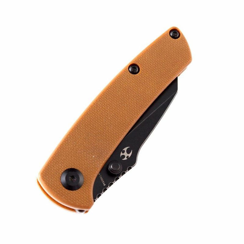 Little Main Street Thumb Studs Knife Brown G10 Handle (2.26” 154CM Blade) Dirk Pinkerton Design -T2015A8 | Folding Pocket Knives