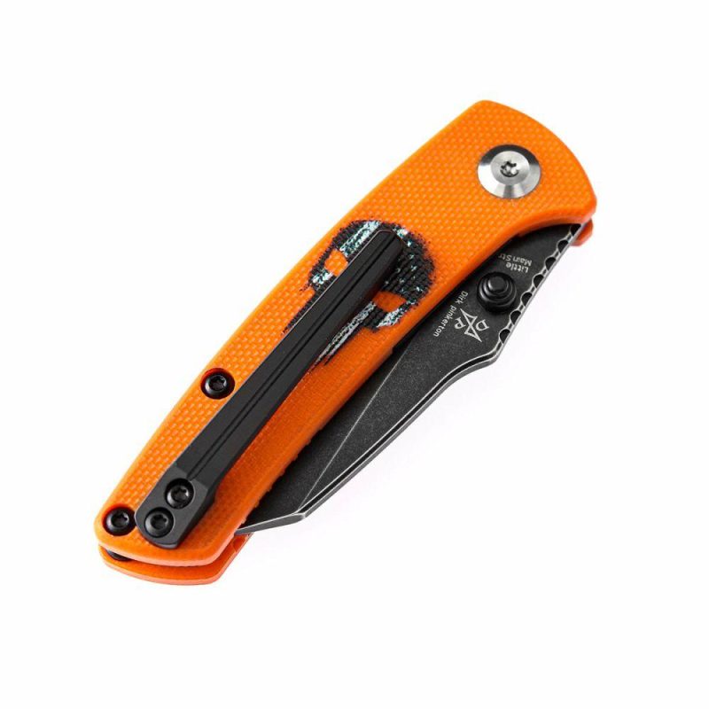 Little Main Street Thumb Studs Knife Orange G10 with Skull Print Handle (2.26” 154CM Blade) Dirk Pinkerton Design -T2015AW | Folding Pocket Knives