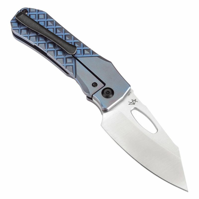 Loki Thumb Hole Knife Blue Anodized Titanium with Frag Pattern Handle (2.99”CPM S35VN Blade)Steven Dunnuck Design-K1058B6 Blue | Folding Pocket Knives