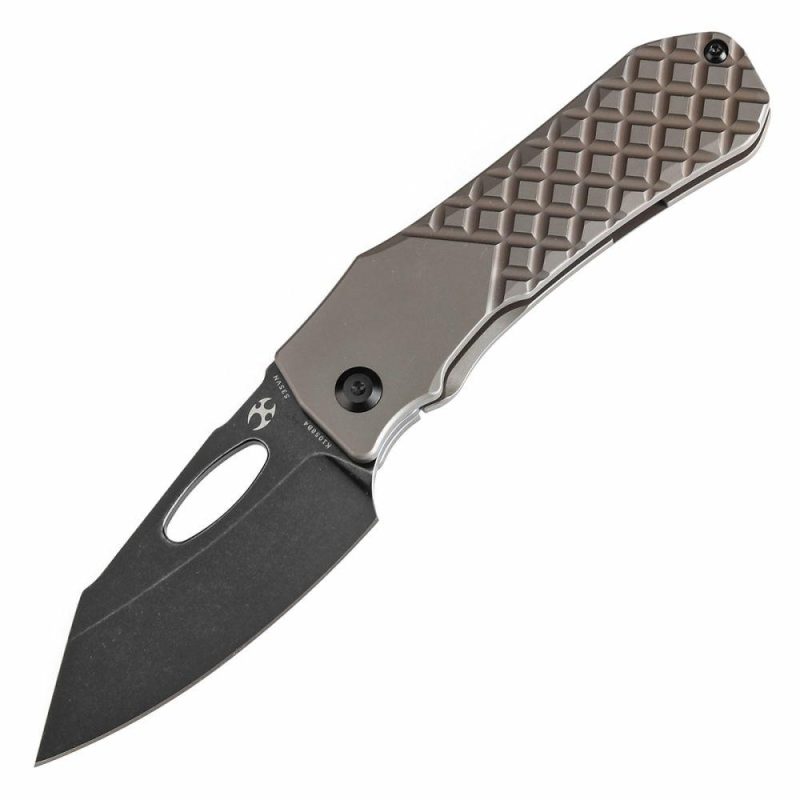 Loki Thumb Hole Knife Bronzed Anodized Titanium with Frag Pattern Handle (2.99”CPM S35VN Blade)Steven Dunnuck Design-K1058B4 Bronze/Black | Folding Pocket Knives