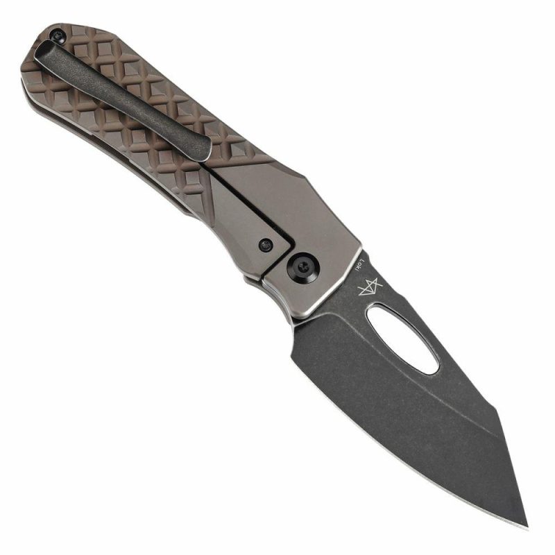 Loki Thumb Hole Knife Bronzed Anodized Titanium with Frag Pattern Handle (2.99”CPM S35VN Blade)Steven Dunnuck Design-K1058B4 Bronze/Black | Folding Pocket Knives