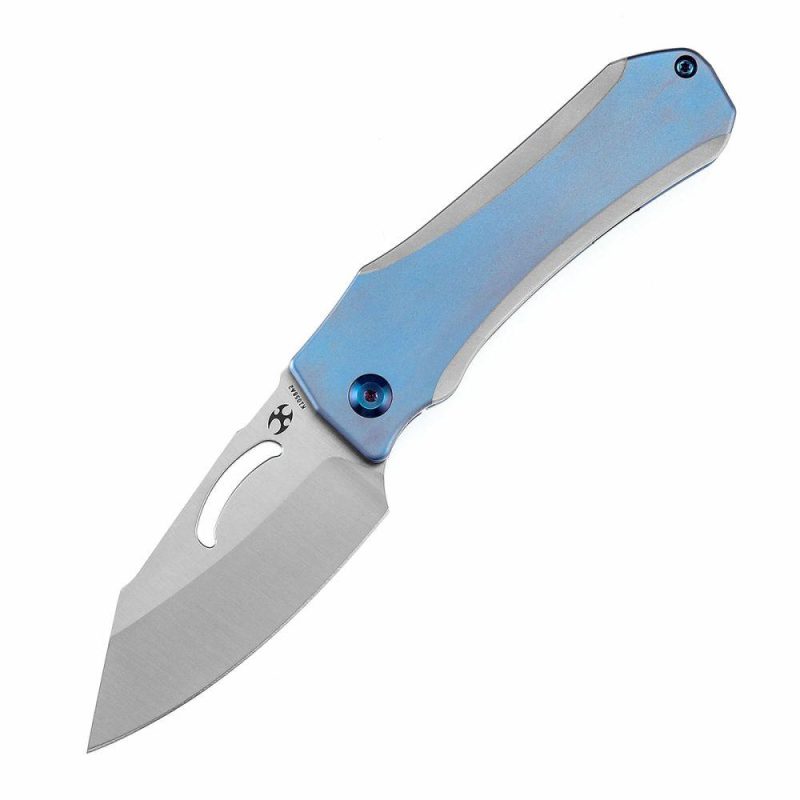 Loki Thumb Hole Knife Plain & Blue Anodized Titanium Handle (2.99”CPM-S35VN Blade)Steven Dunnuck Design-K1058A2 Blue | Folding Pocket Knives