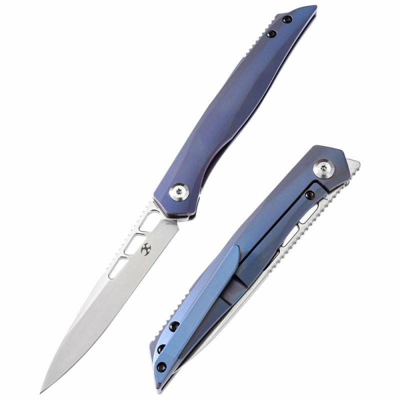 lucky Star K1013A2 CPM-S35VN BladeBlue Anodized Titanium Handle with MaxTkachuk Design | Folding Pocket Knives