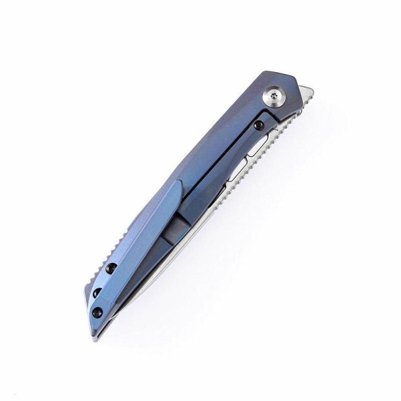 lucky Star K1013A2 CPM-S35VN BladeBlue Anodized Titanium Handle with MaxTkachuk Design | Folding Pocket Knives