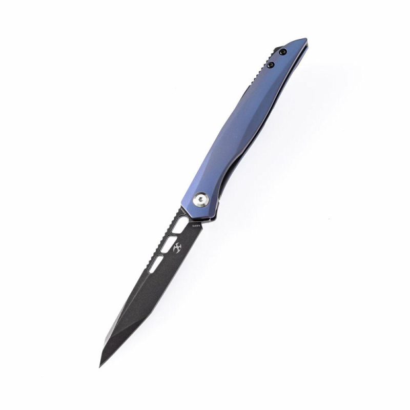 lucky Star K1013T2 CPM-S35VN Blade Blue Anodized Titanium Handle with MaxTkachuk Design | Folding Pocket Knives