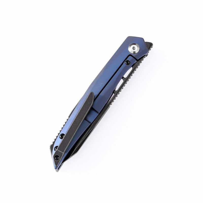 lucky Star K1013T2 CPM-S35VN Blade Blue Anodized Titanium Handle with MaxTkachuk Design | Folding Pocket Knives