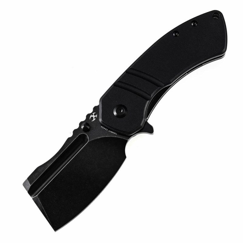 M+ Korvid Thumb Studs/Flipper Knife Black G10 Handle (3.07’‘ 154CM Blade ) Koch Tools Design-T2030B1U Black G10 | Folding Pocket Knives