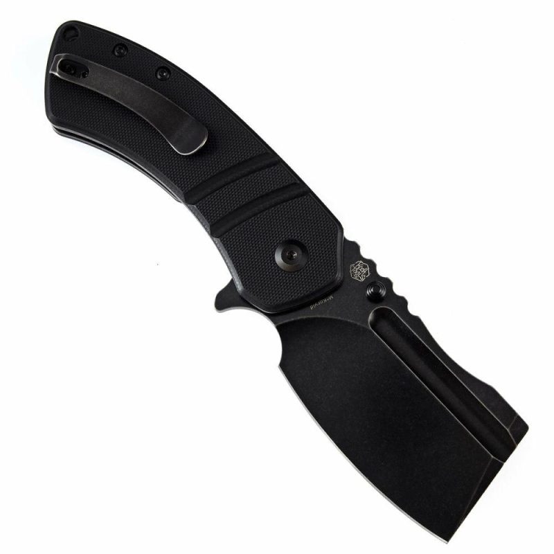 M+ Korvid Thumb Studs/Flipper Knife Black G10 Handle (3.07’‘ 154CM Blade ) Koch Tools Design-T2030B1U Black G10 | Folding Pocket Knives