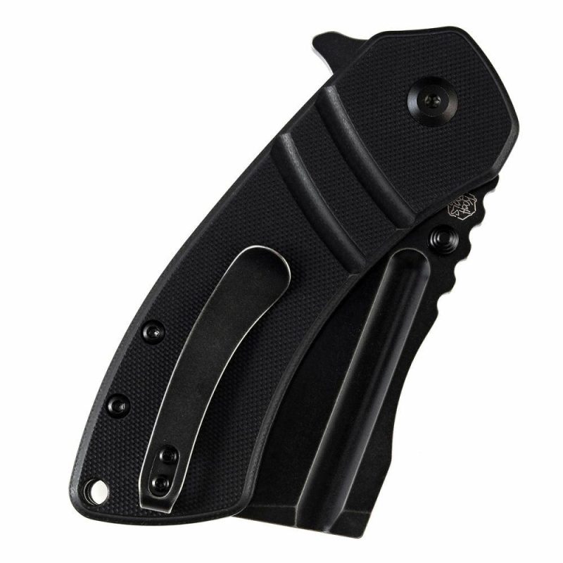 M+ Korvid Thumb Studs/Flipper Knife Black G10 Handle (3.07’‘ 154CM Blade ) Koch Tools Design-T2030B1U Black G10 | Folding Pocket Knives