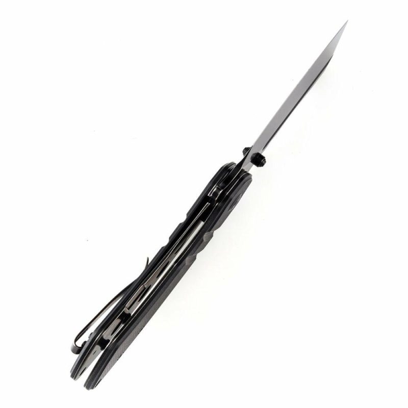 M+ Korvid Thumb Studs/Flipper Knife Black G10 Handle (3.07’‘ 154CM Blade ) Koch Tools Design-T2030B1U Black G10 | Folding Pocket Knives