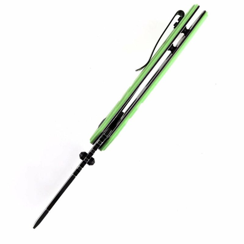 M+ Korvid Thumb Studs/Flipper Knife Grass Green G10 Handle (3.07’‘ 154CM Blade ) Koch Tools Design-T2030B3U Grass Green | Folding Pocket Knives