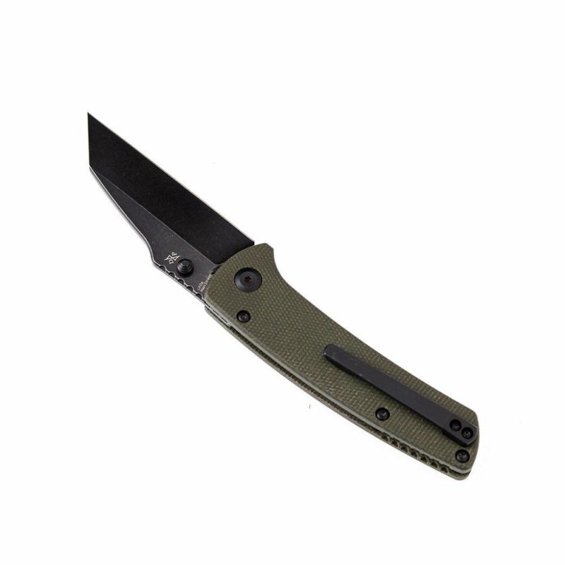 Main Street T1015A2 Green Micarta Handle Black TiCn Coated 154CM Blade Dirk Pinkerton Design Green | Folding Pocket Knives