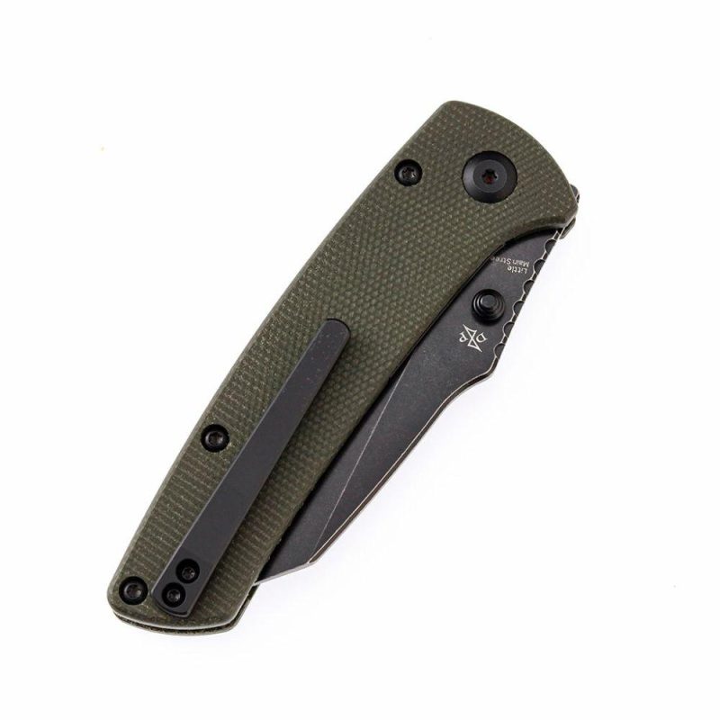 Main Street T1015A2 Green Micarta Handle Black TiCn Coated 154CM Blade Dirk Pinkerton Design Green | Folding Pocket Knives