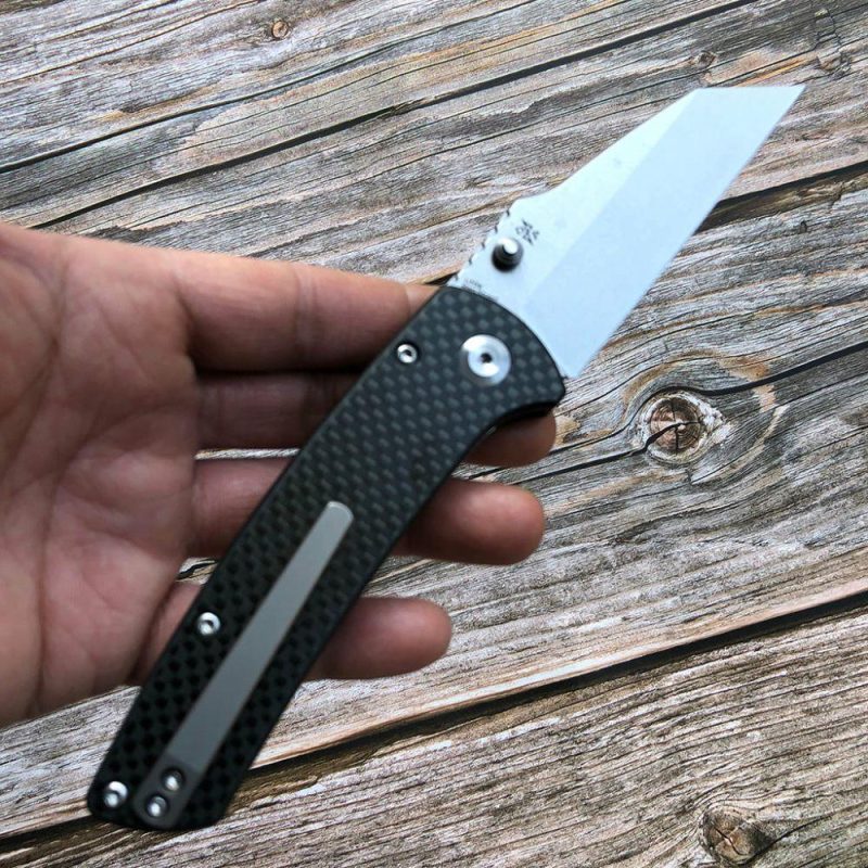 Main Street T1015A3 Twill Carbon Fiber Handle Black Stonewashed 154CM Blade Dirk Pinkerton Design Black | Folding Pocket Knives