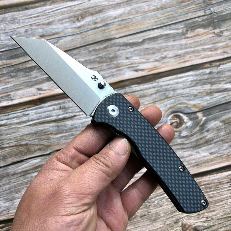 Main Street T1015A3 Twill Carbon Fiber Handle Black Stonewashed 154CM Blade Dirk Pinkerton Design Black | Folding Pocket Knives